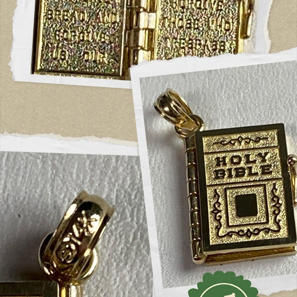 Classic vintage Genuine Gold Bible Charm